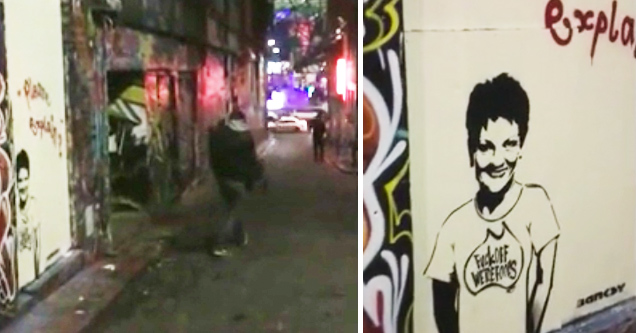 Banksy Caught Spraypainting In Melbourne