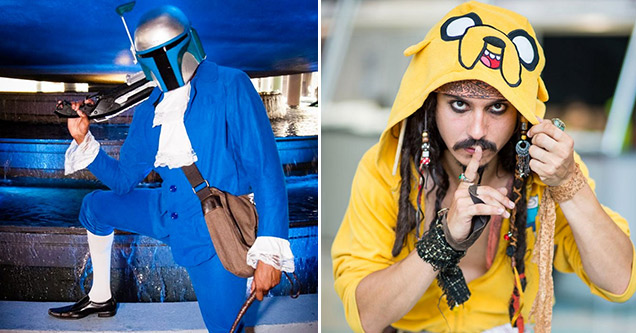 guy yellow jack sparrow and guy in blue suit