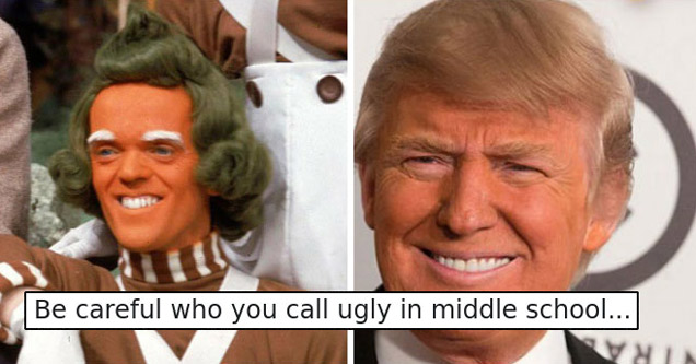 side by side pictures of trump and an oompa loompa