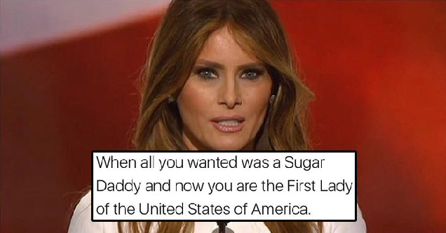 melania trump sugar daddy meme - When all you wanted was a Sugar Daddy and now you are the First Lady of the United States of America.