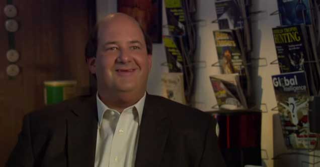 Actor Brian Baumgarter who plays Kevin on The Office sounds so different than his character.