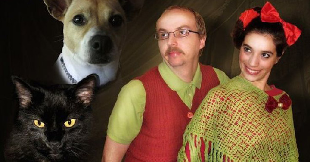 funny family photo with dog