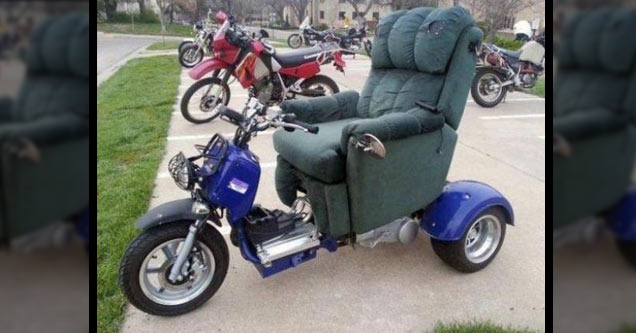 recliner on top of a bike