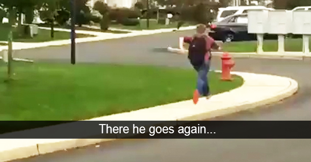 Kid Gets Off School Bus And Sprints Home Every Day