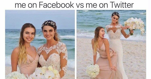 funny pictures of me on facebook vs me on twitter, with twitter being more raunchy and real