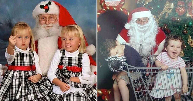 misbehaving kids taking pics with santa