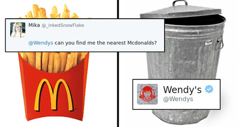 tweet - savage wendy's roast tweets - Mika 18h can you find me the nearest Mcdonalds? Wendy's y Eyes 6 7 8,437 14,999