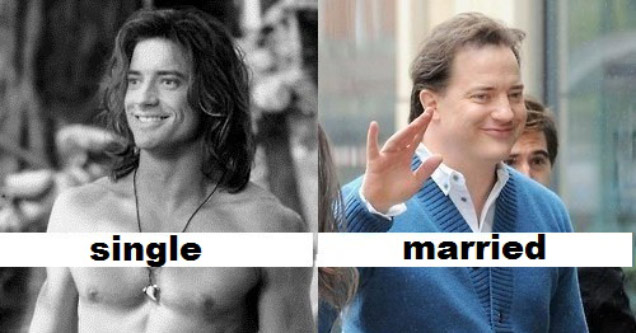 memes  - brendan fraser long hair movie - single married