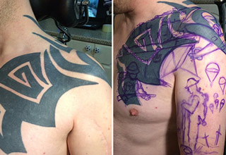 This guy regretted his early 2000's tattoo and The Tattoo Shop Bristol decided to help him out.