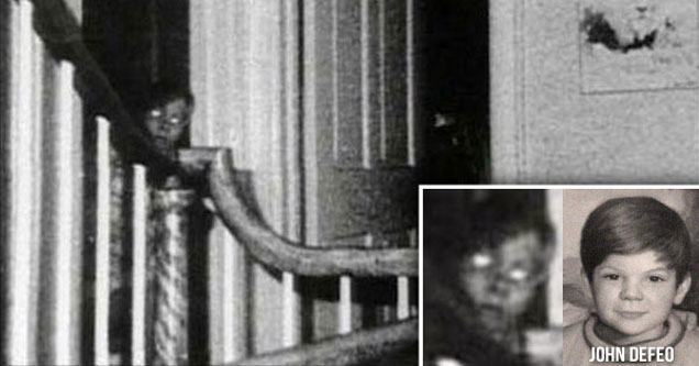 Amityville Horror Ghost. Not everyone realizes that the movie was inspired by real events that happened to a family on Long Island. This picture was discovered among evidence taken by actual demonologists who investigated the house in 1976. No children we