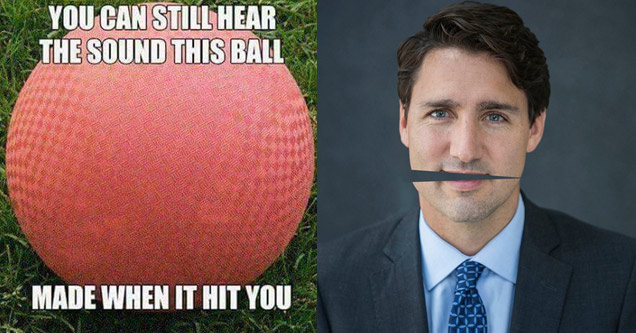 pink ball and justin trudeau as a south park canadian