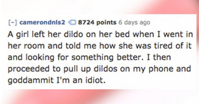 reddit post guy tried to shop for dildos for girl who wanted to sleep with him