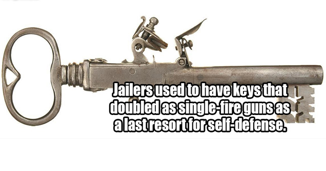 prison gun key - eBaum's World Jailers used to have keys that doubledas singlefireguns as a last resort for selfdefense.