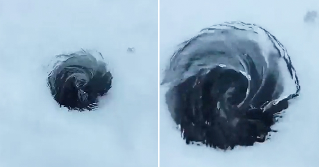 Mesmerizing Water Draining Off A Melting Lake