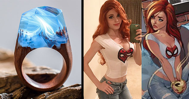 unique ring and woman cosplaying mary jane