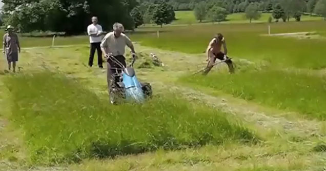 Lawn Mower vs Scythe - Who Will Win, Man or Machine? 
