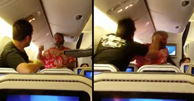 Two Men Brawl On A Flight Before One Is Arrested For Choking A Flight Attendant
