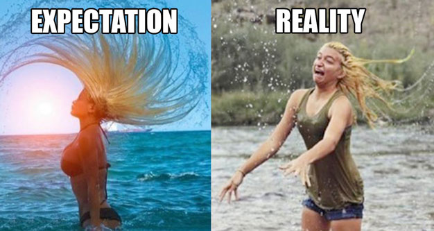 wet hair expectation vs reality