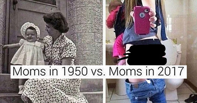 Meme of mothers back in 1050 Vs today - funny fresh memes cover image