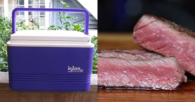 Picture of cooler and perfectly cooked steak - cover image for how to use the two - natural thumb