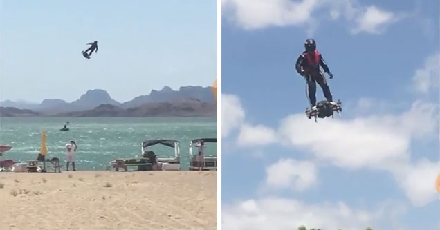 epic video of a real air board flying around a lake havasu