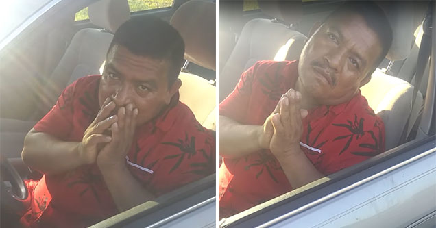 drunk man praying in his car to not go to jail