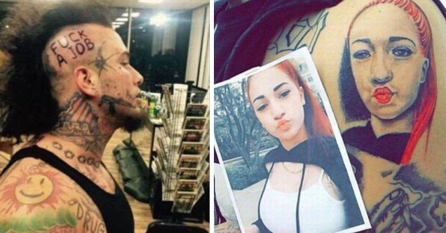 rapper stitches with fuck jobs tattoo and cash me outside girl tatoo