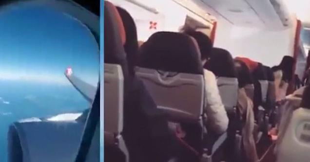 cellphone video of airplane shaking violently during flight