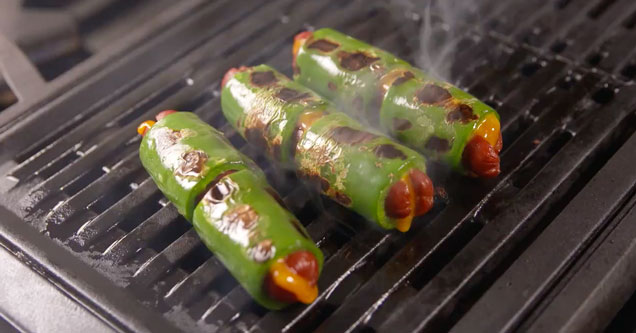 jalapeño popper dogs on a grill