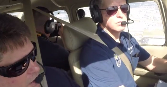 two pilots flying in a small cessna aircraft