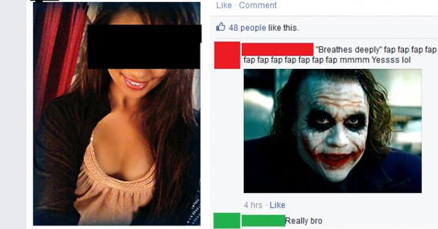 cute girl on facebook with joker pic comment