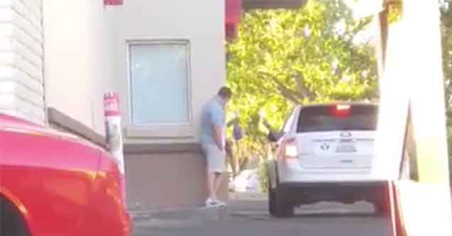 dude steals food from the kfc drive thru window