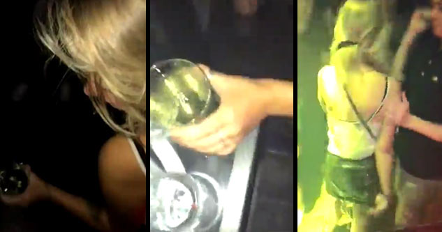 Girl Pisses in a Cup and Leaves It on a Couple's Table in the Club