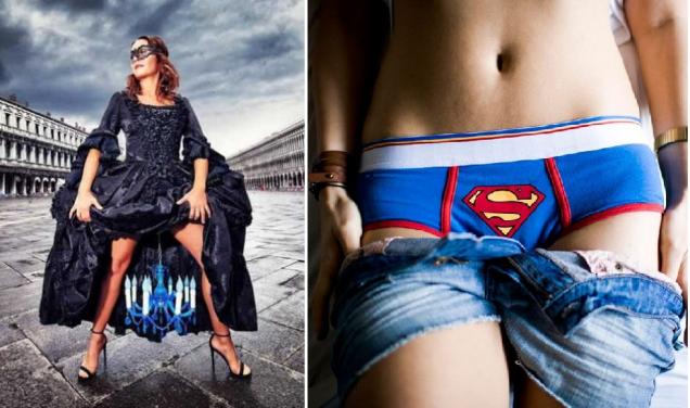 woman wearing cape and superman panties