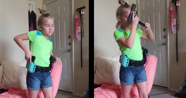 Little Girl Shows Off Her Gun Reloading Skills