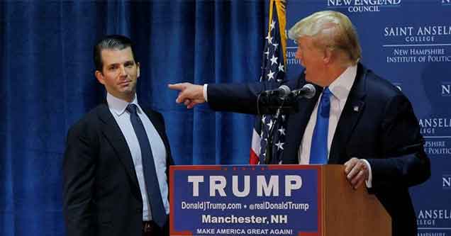 caption contest of Donald Trump Pointing at his son Donald Jr