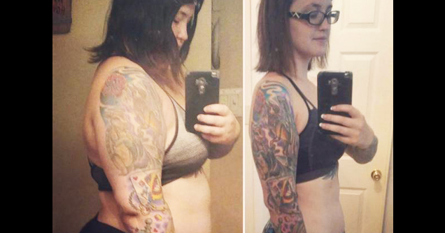 tattoo selfies side by side to show weight loss