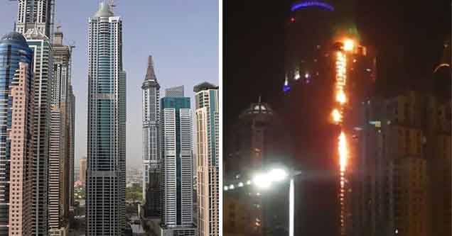 torch tower in dubai is on fire again