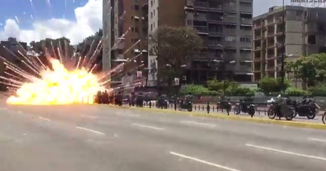 Raw Footage of The IED Attack on Venezuelan Police