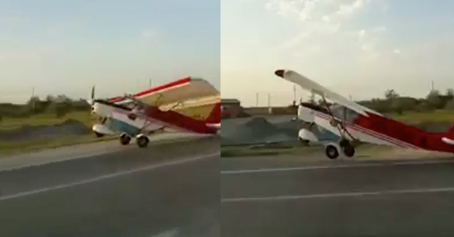 Airplane lands on the road and crashes in to car near Russian Airport