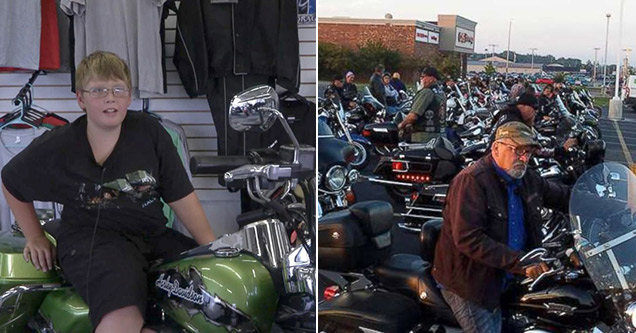 50 Bikers Escort Bullied Boy To First Day of Middle School