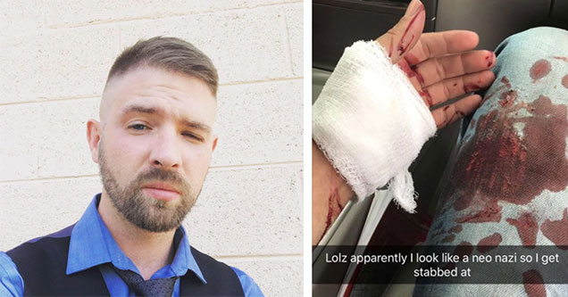 white guy is attacked for looking like a nazi