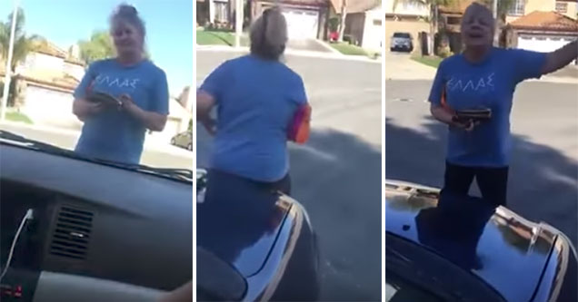 crazy lady tries to arrest a family of mexicans