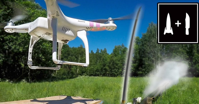 Drone Gets Cut Apart With A Rocket Katana Mid Flight