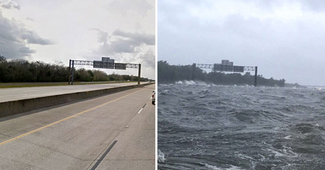 crazy photos of the flooded I-10 freeway