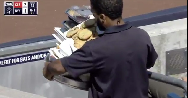 guy tries to tackle snack mountain