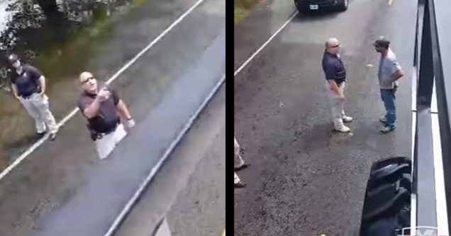 Angry Cop Yells at  Man Helping Harvey Flood Victims