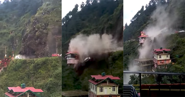 india landslide takes car off cliff