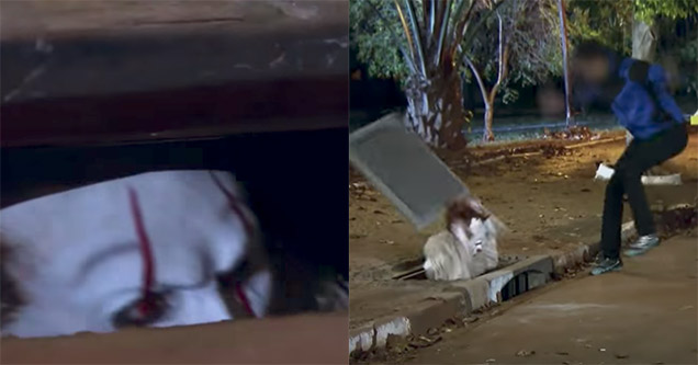 pennywise coming out of sewer