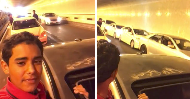 idiots cause a multiple car crash after blocking a tunnel